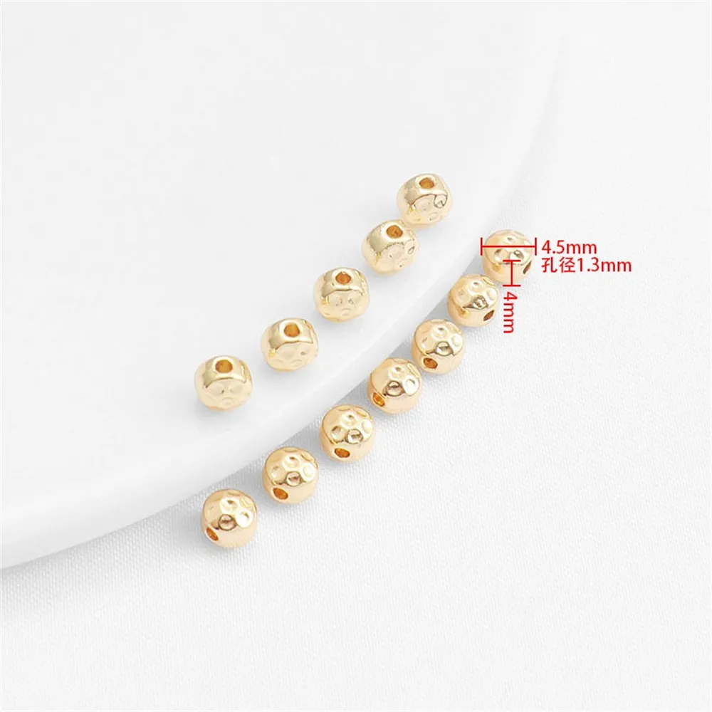 14k Gold Color Preservation Concave and Convex Bead Flat Bead Bright Bead Bracelet Necklace Diy Handmade Jewelry Accessories