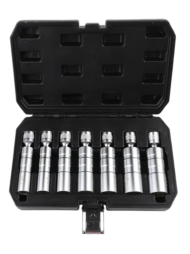 Magnetic Socket Wrench Set 7 Piece for 3/8 Inch Drive Includes 14mm 16mm 18mm 21mm 9/16 13/16 3/4 Sizes for Mechanics