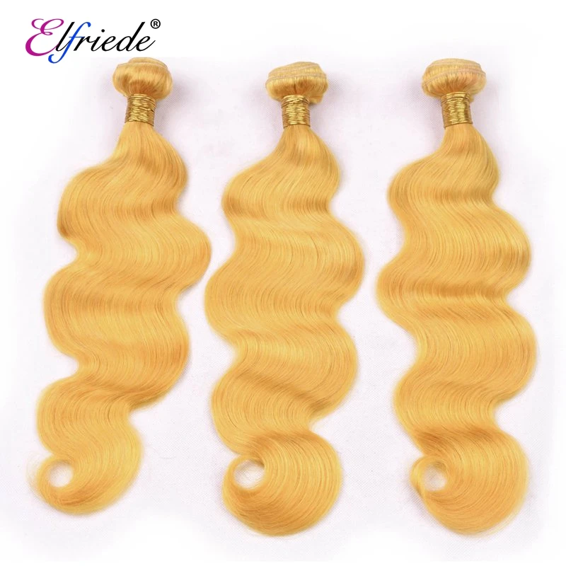 Elfriede Body Wave Żółte, wstępnie kolorowe pasma ludzkich włosów 100% doczepy z ludzkich włosów 3/4 pęczków Oferty Ludzkie włosy wszyte wątki