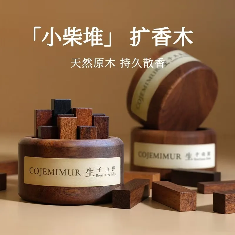 Firewood Pile Shape Wood Diffuser Essential Oil Reedless Aroma Diffuser Car Home Bedroom Fragrance Desktop Ornament Souvenir Gif