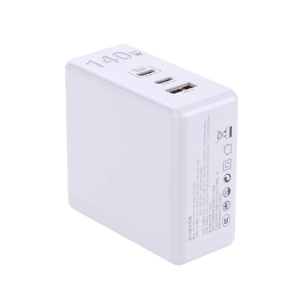 PD3.1 140W Rapid Charger Triple Port 2C+1A Two Colours US/EU/UK Plug PPS Flash Gallium Nitride Charger High Power Rapid Charger