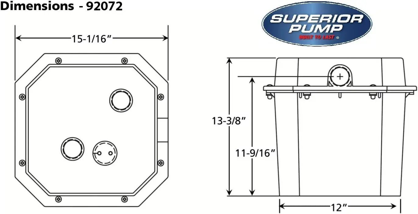 Superior Pump 92072-U 1/3 HP Remote Sink Drain Pump System, Black