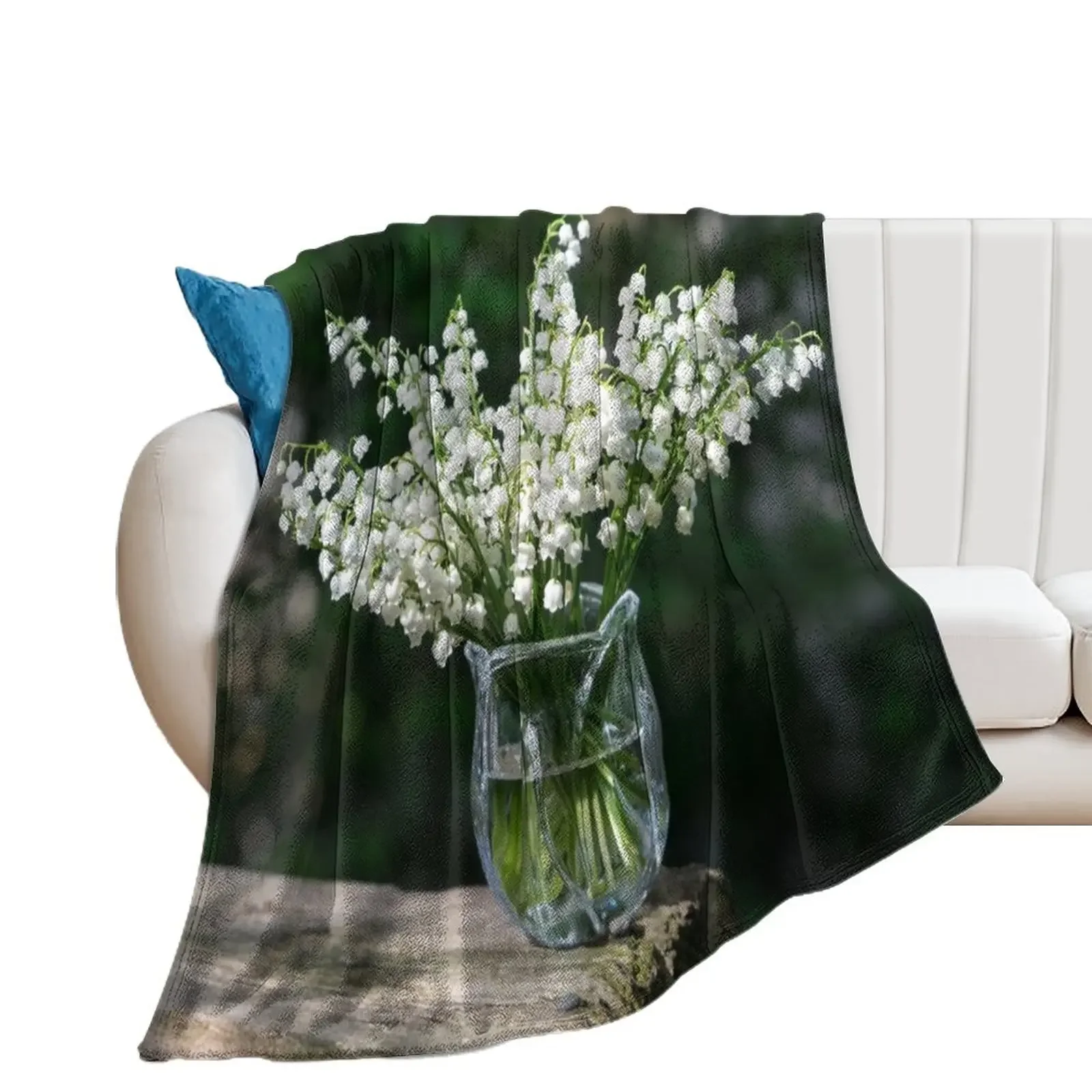 Springtime Aromatherapy - Lily-of-the-valley Flower Bouquet Perfuming the Air Throw Blanket Luxury Throw Stuffeds Blankets