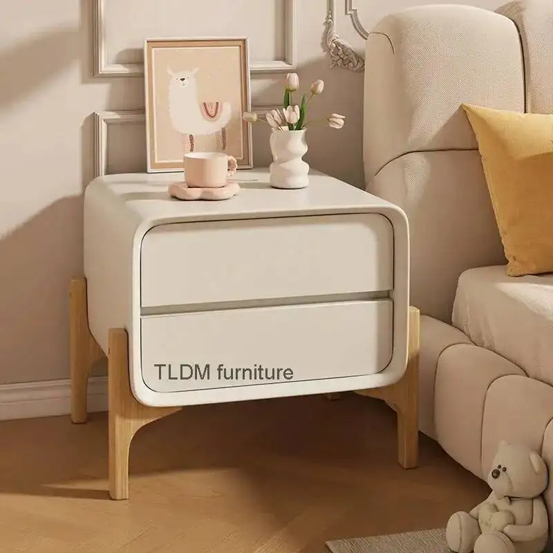 

wind Cream solid bedside light table luxury wood Night table bedroom furniture Chest of drawers white bedside cabinet locker