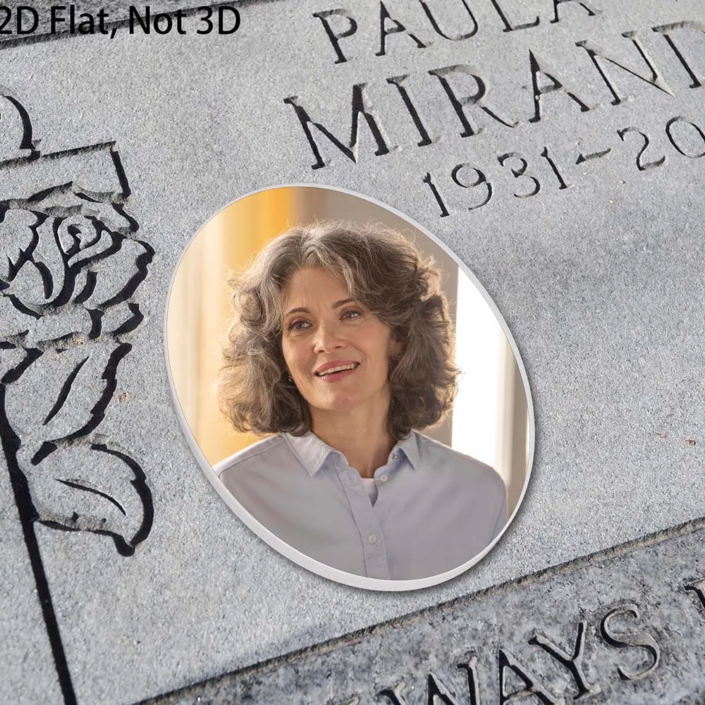 2D Flach, nicht 3D, 1 Stück, personalisierte Foto-Grabstein-Fliese, Friedhofsdekoration für Gräber, wasserdicht & kratzfest, für den Außenbereich