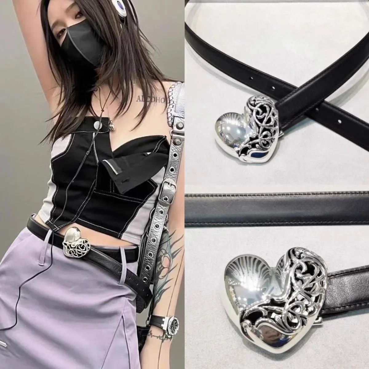 2025 Women Jeans Belt Women's Decoration Belts Punk Style Vintage Heart Embossed Gothic Unisex Fashion Statement Waist Belt