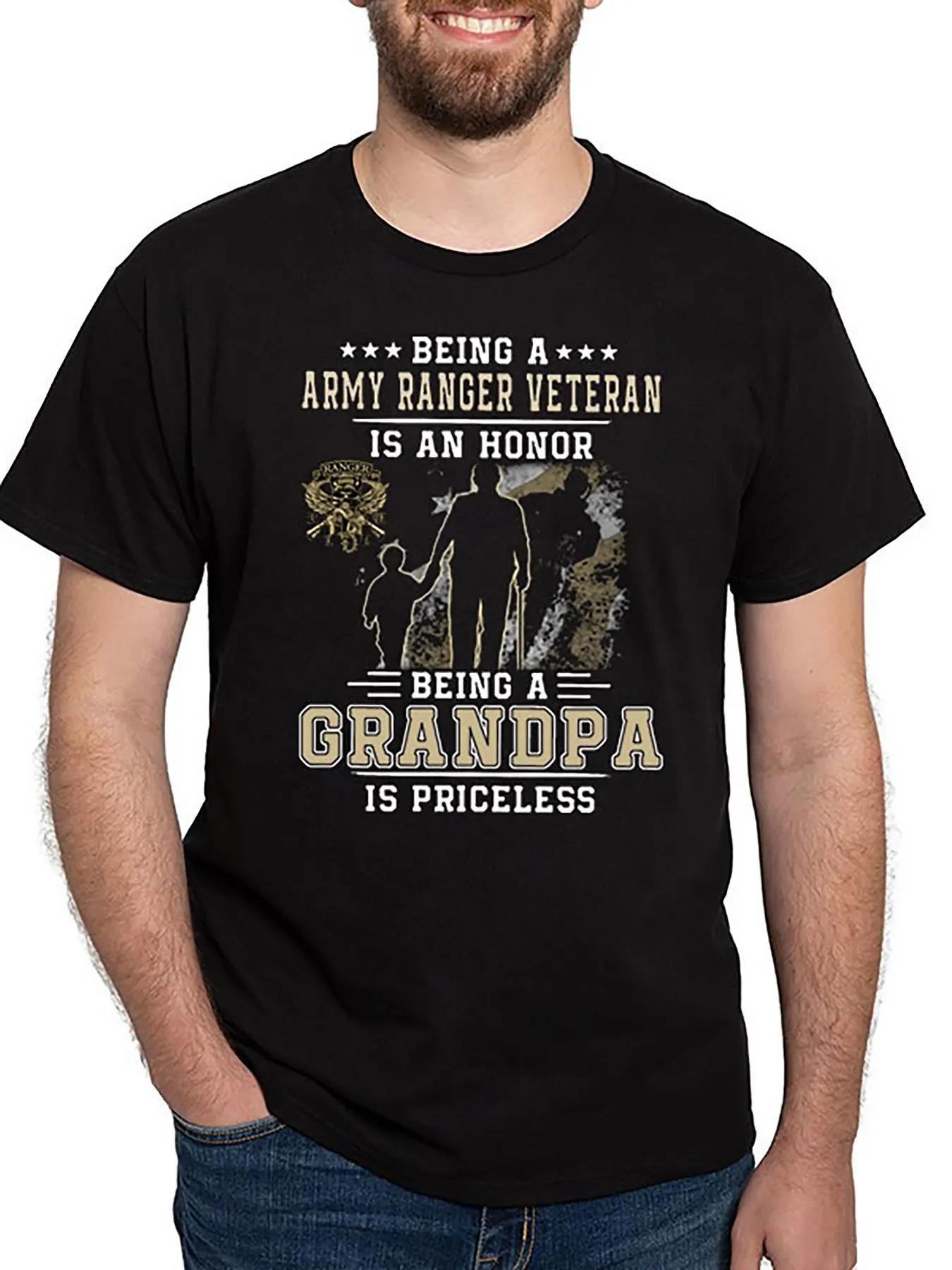 1being a army ranger veteran is an honor being gran 81723 funny Men’s Short Sleeve Graphic T-shirt Collection black