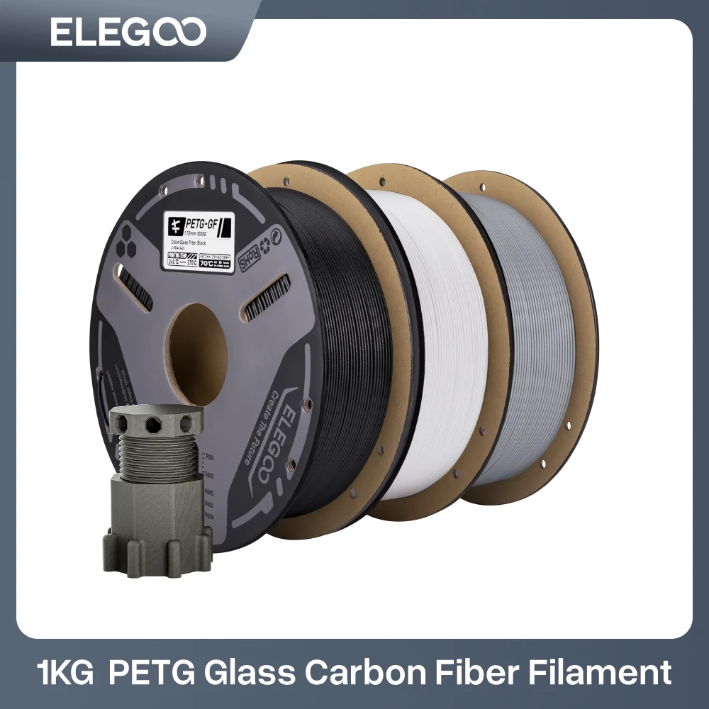 ELEGOO Filamento PETG com Fibra de Vidro 1.75mm Cinza 1kg