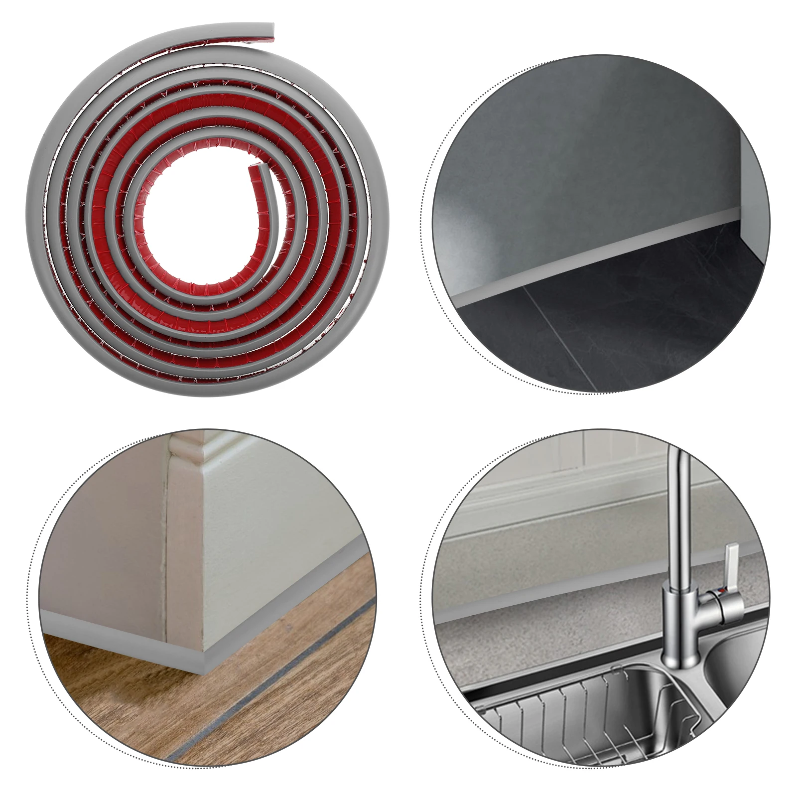 

Flexible PVC Quarter Round Trim Molding Self Adhesive Edge Trim for Floors Stairs Bathtub Corners Bendable Protective Strip 3