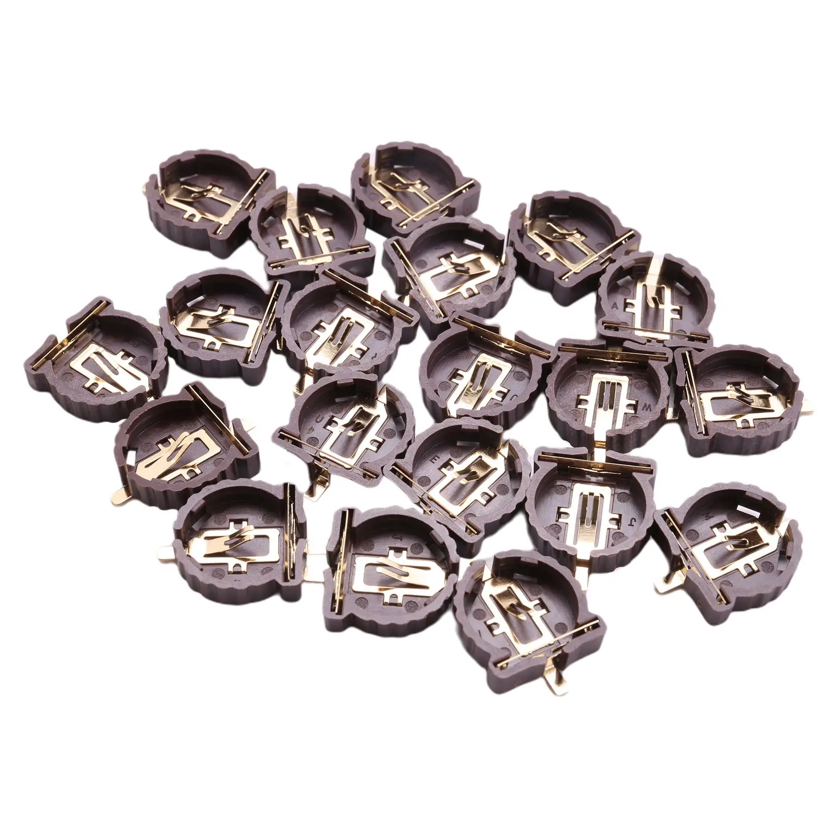 Daily Sale 20PCS CR1220 CR1225 Button Battery Holder 3V Button Battery Holder Plating Temperature