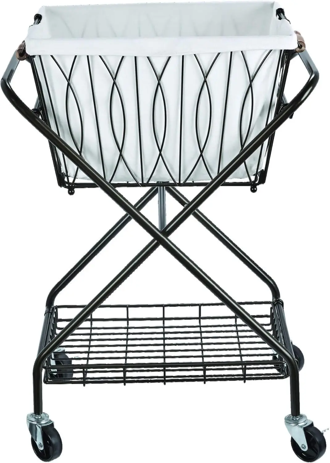 

Collapsible Laundry Cart with Removable Basket & 2 Canvas Bags, Bronze