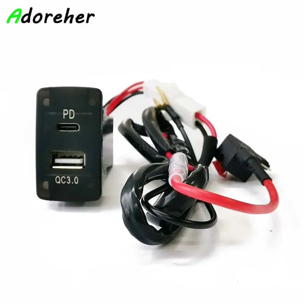 12V samochodowa szybka podwójna ładowarka USB PD gniazdo szybkie ładowanie QC3.0 zasilacz do Honda Fit 08-13 akcesoria