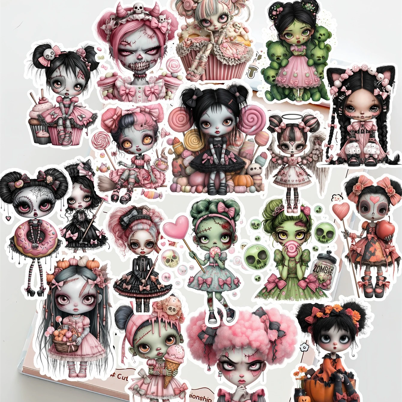 20pcs Cute WaterColor Gothic-style candy girl Hand Account Stickers Stationery Laptop Suitcase Skateboard Stationery  Planner