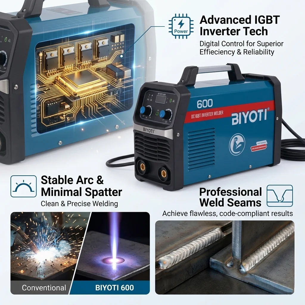 600 Amp 3 in 1 Gasless MIG Welder 220V 6.0KW Inverter Aluminum Welding Machine for 5kg Wire Flux Cored MIG MAG MMA Lift TIG