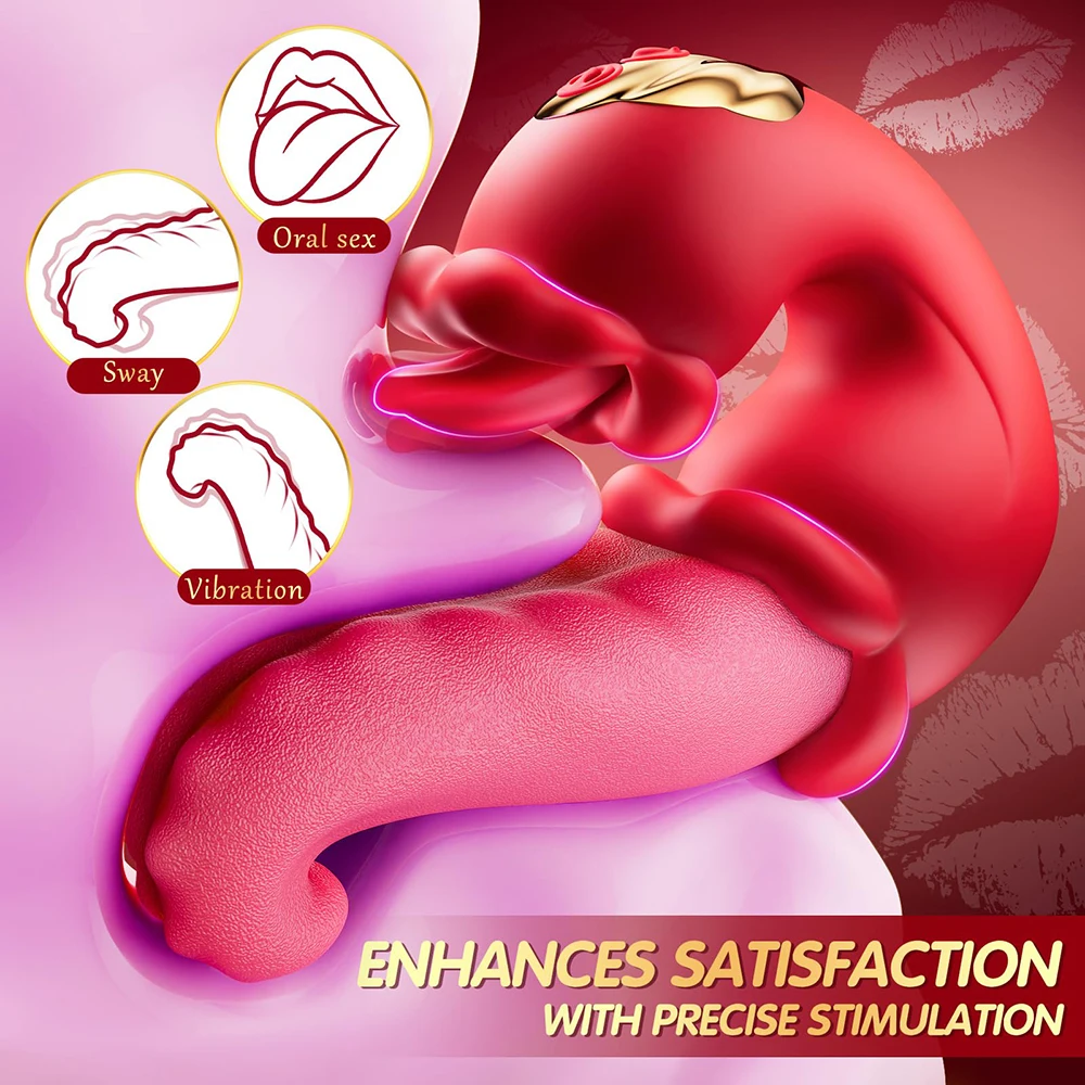 3 In 1 Tongue Swing Thrusting Vibrators Mouth Sucking Clitoral Nipple Stimulator Dildo G Spot Orgasm Sex Toys For Women Couples image 4