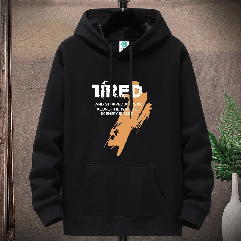 

Fashion New Men's Printed Cotton Hooded Sweater Men's Women's Spring and Autumn Large Size Heavy Cotton Teen Pullover Hoodie