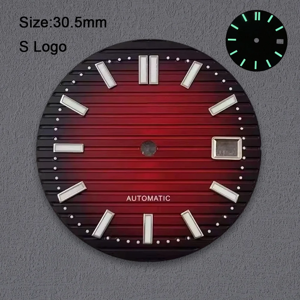 30.5 مللي متر NH35 الطلب S شعار نوتيلوس الهاتفي مناسبة لحركة NH35 قوية C3 الأخضر مضيئة الرجال ساعة اكسسوارات
