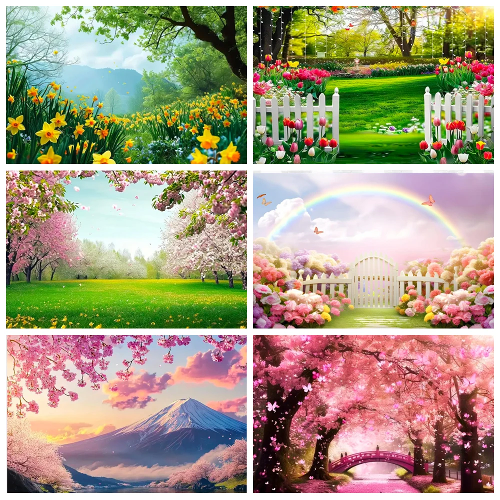 

Spring Flowers And Plant Butterflies Theme Photography Background Tea Party Decoration Dreamy Wedding Supplies Backdrod