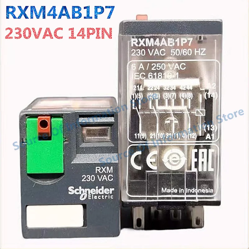 RXM4AB1P7 AC 230V 14-Pin 6A Intermediate Relay RXM 230VAC Single Coil Voltage 230VAC/24VAC No Make before Break Feature