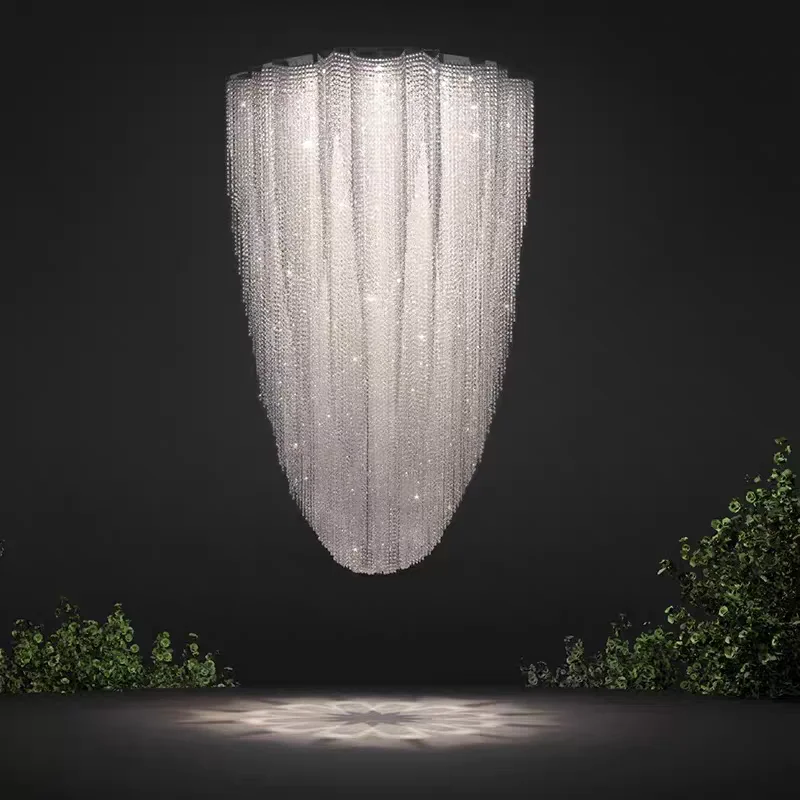 

Light Luxury High-End Independent Villa Duplex Staircase Large Chandelier Living Room Lamp Hot Sale Crystal Hotel Lobby Lamp