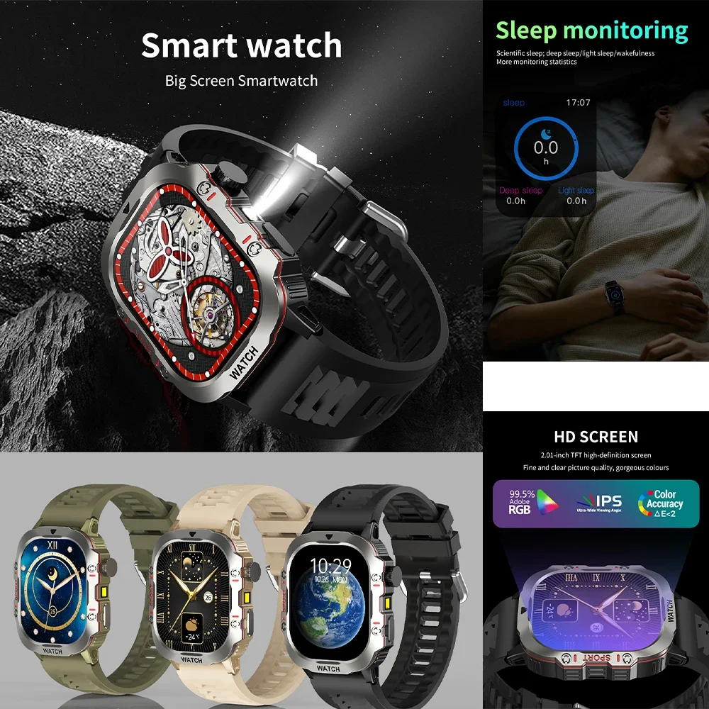 New  Smart Watch GPS Outdoors Motion Trajectory LED FlashlightMulti sport Mode Health Monitoring Waterproof Smart Watch