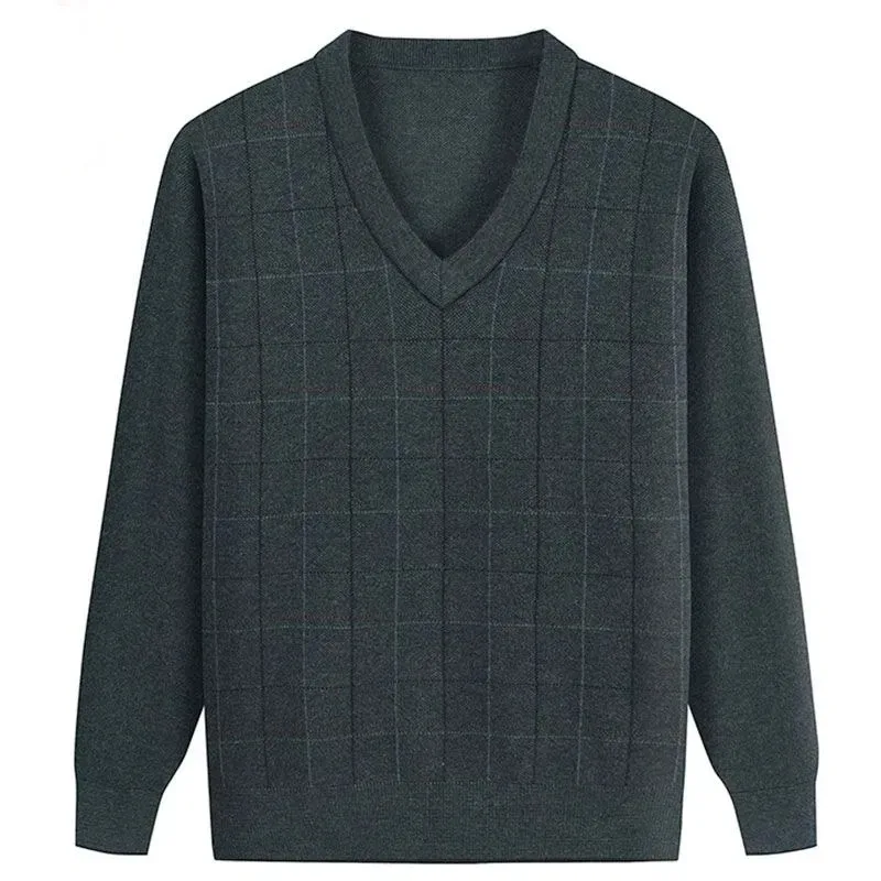 Утепленные свитера с v-образным вырезом для пожилых людей среднего возраста, весна-осень-зима, зимняя одежда
