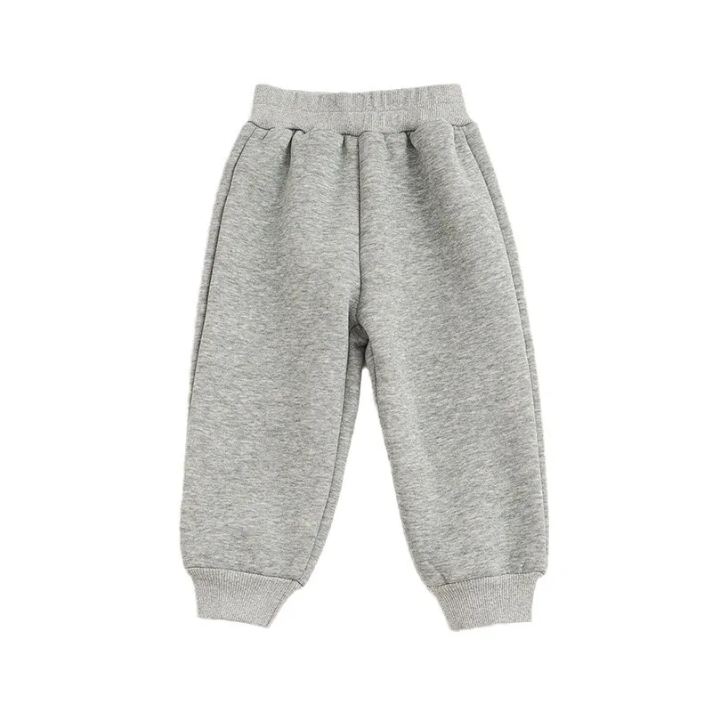 Ins Autumn Winter Children Boys Trousers Cotton Thick Fleece Baby Boys Jogger Pants Solid Casual Ruched Infant Boys Sports Pants