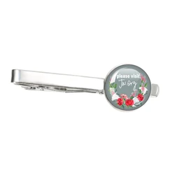 Please Visit JW.ORG Jehovah's Witnesses Men Fashion Floral Glass Dome Cabochon Tie Bars Clips Pins Jewelry Gifts
