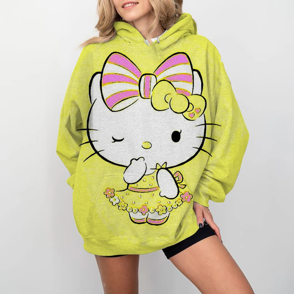 MINISO Couple Hoodies Fashion Coulomi Hello Kitty 3D Print Hoodie Men Women Fashion Casual Sport Sweatshirts Pullovers Hooded