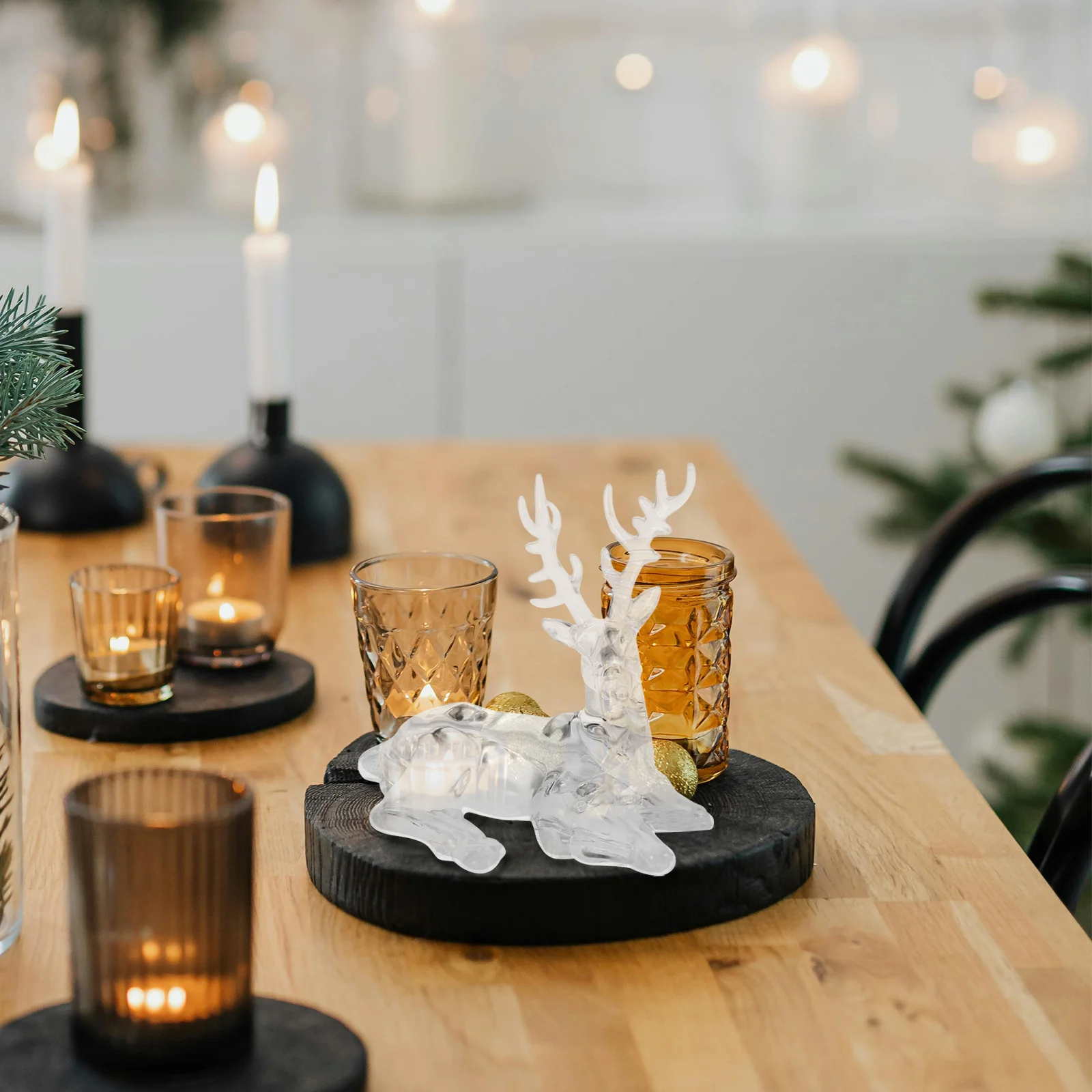 زخرفة الرنة الشفافة من الأكريليك، قطعة مركزية لطاولة عيد الميلاد الشفافة، تمثال الأيائل النابض بالحياة، ديكور العطلة، ديكور غزال لطيف #6