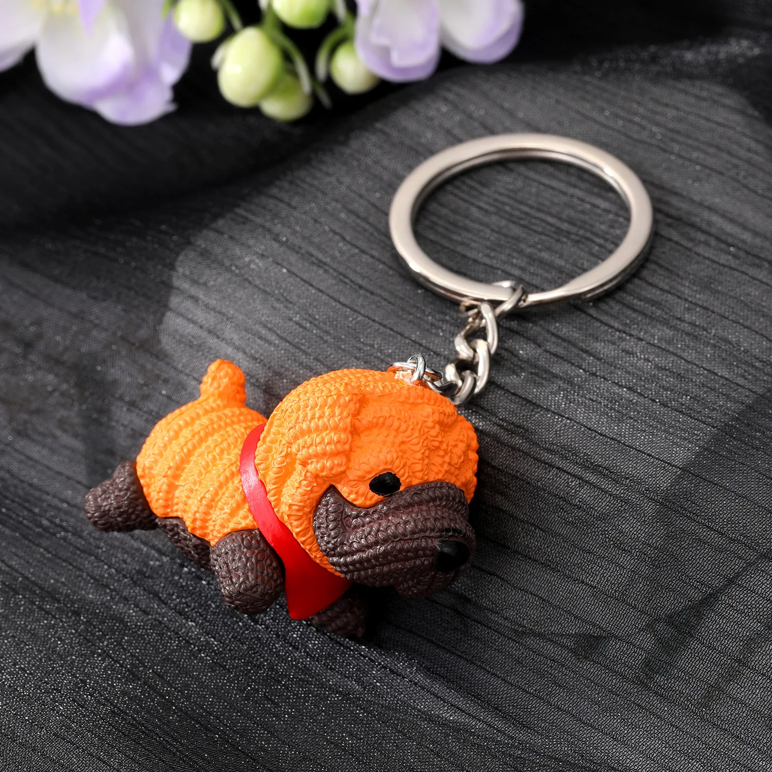 Resin Dog Cute Keychain Doll Keyring Pendant Mascot Creative Loveliness Jewelry Small Gift Car Key Chain