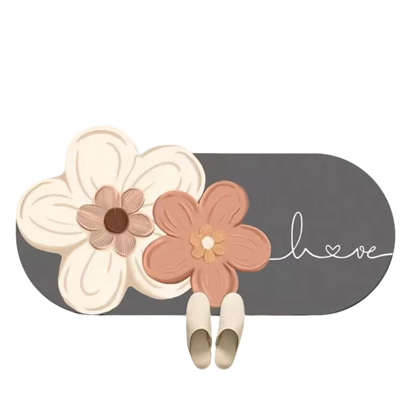 Minimally Designed Flower Shaped Bathroom Floor Mat Anti Slip Foot Pad Water Absorbing Quick Drying Small Carpet at the Toilet