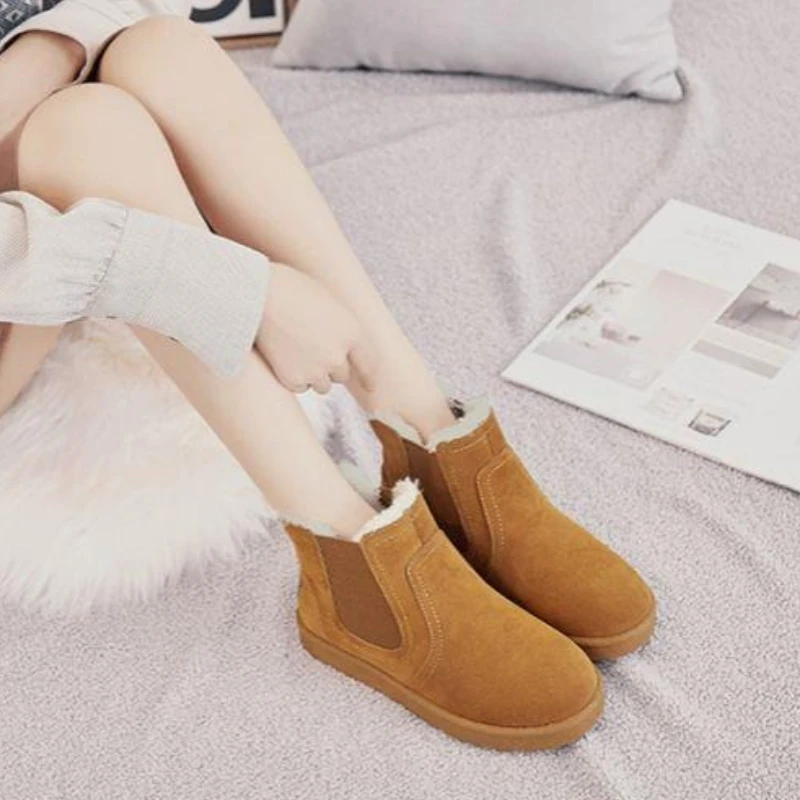 

Solid Color Work Round Toe Ladies Shoes Fashion 2025 Hot Plush Warm Comfortable and Elegant New Rock Trend In Women's Snow Boots