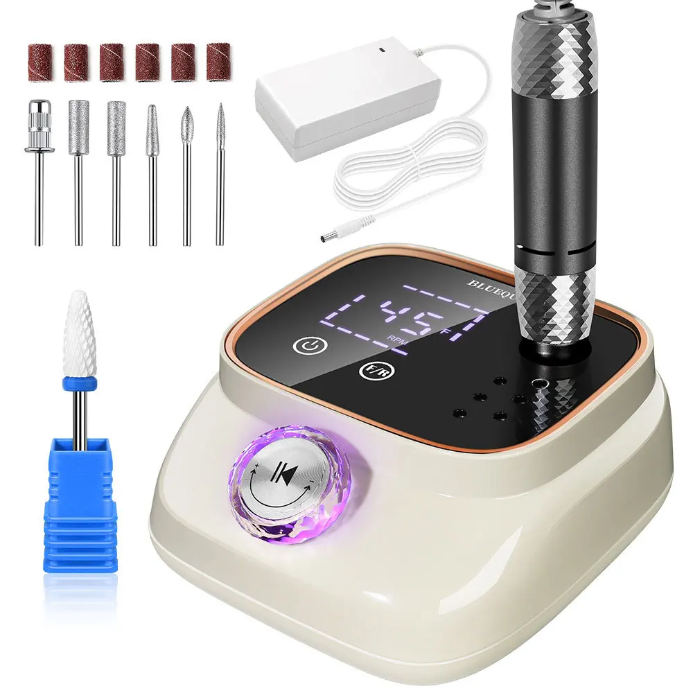 45000RPM Electric Nail Drill Machine Professional Nail Drills for Gel Nails Polish Low Noise Portable Nail File Manicure Tool