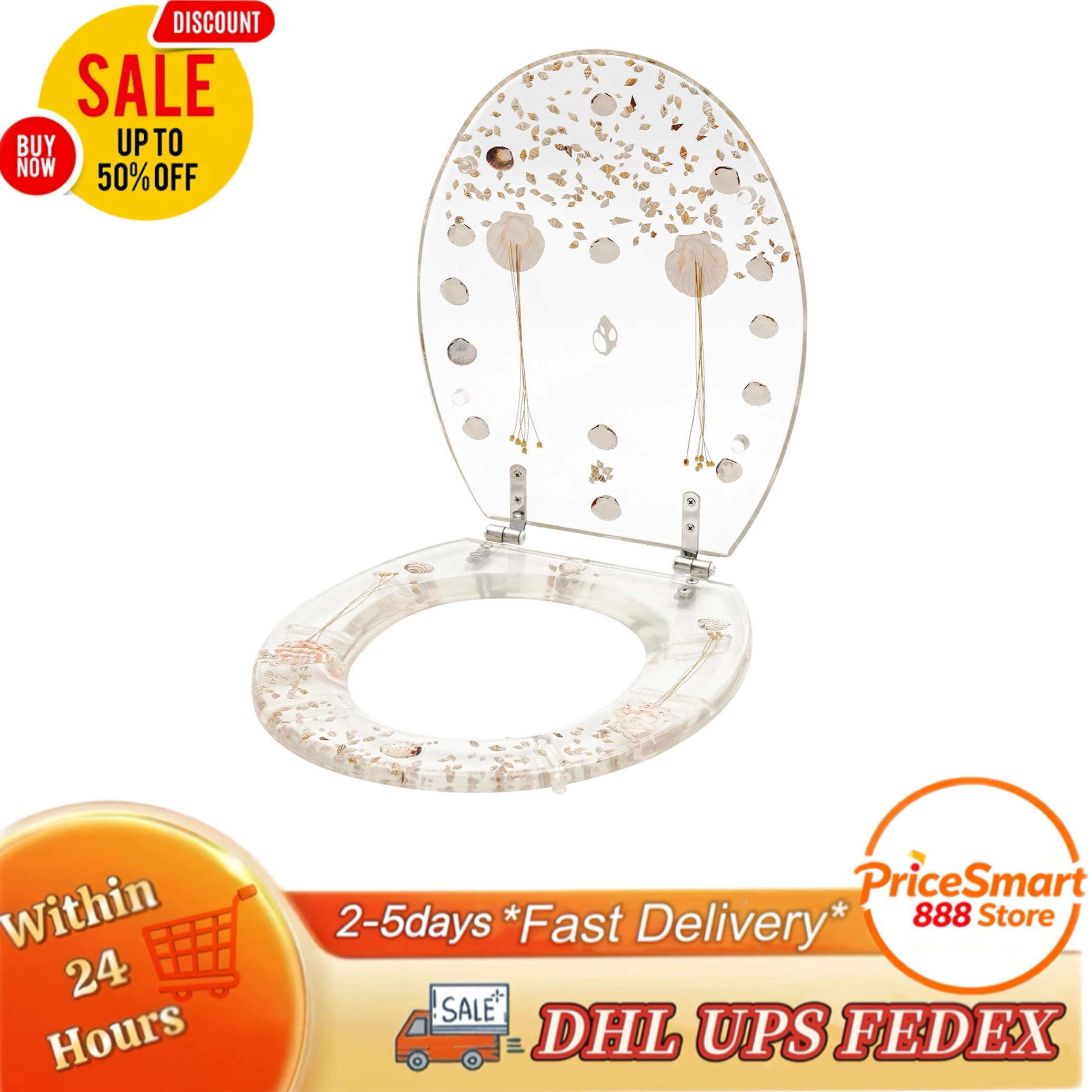 

Износостойкое сиденье для унитаза из смолы с прозрачными сухими цветами, легко чистится, подходит для унитазов различной формы с нижним креплением.