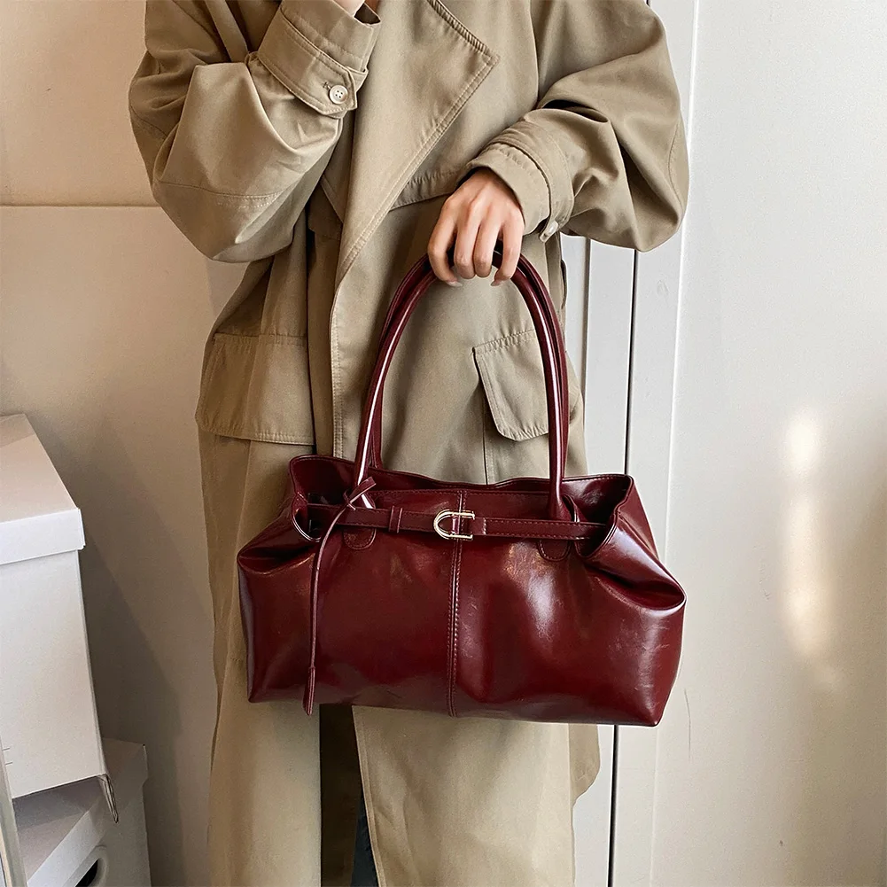 

PU Leather Hobo Handbag Retro Top Handle Bag Fashion Work Bags Large Satchel Bag for Women Work Shopping Travel