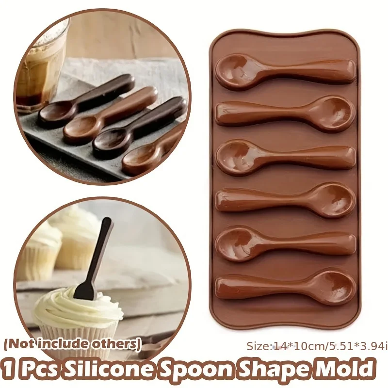 2pcs Spoons, Handmade Silicone Chocolate Molds, Cake Baking Biscuit Molds DIY