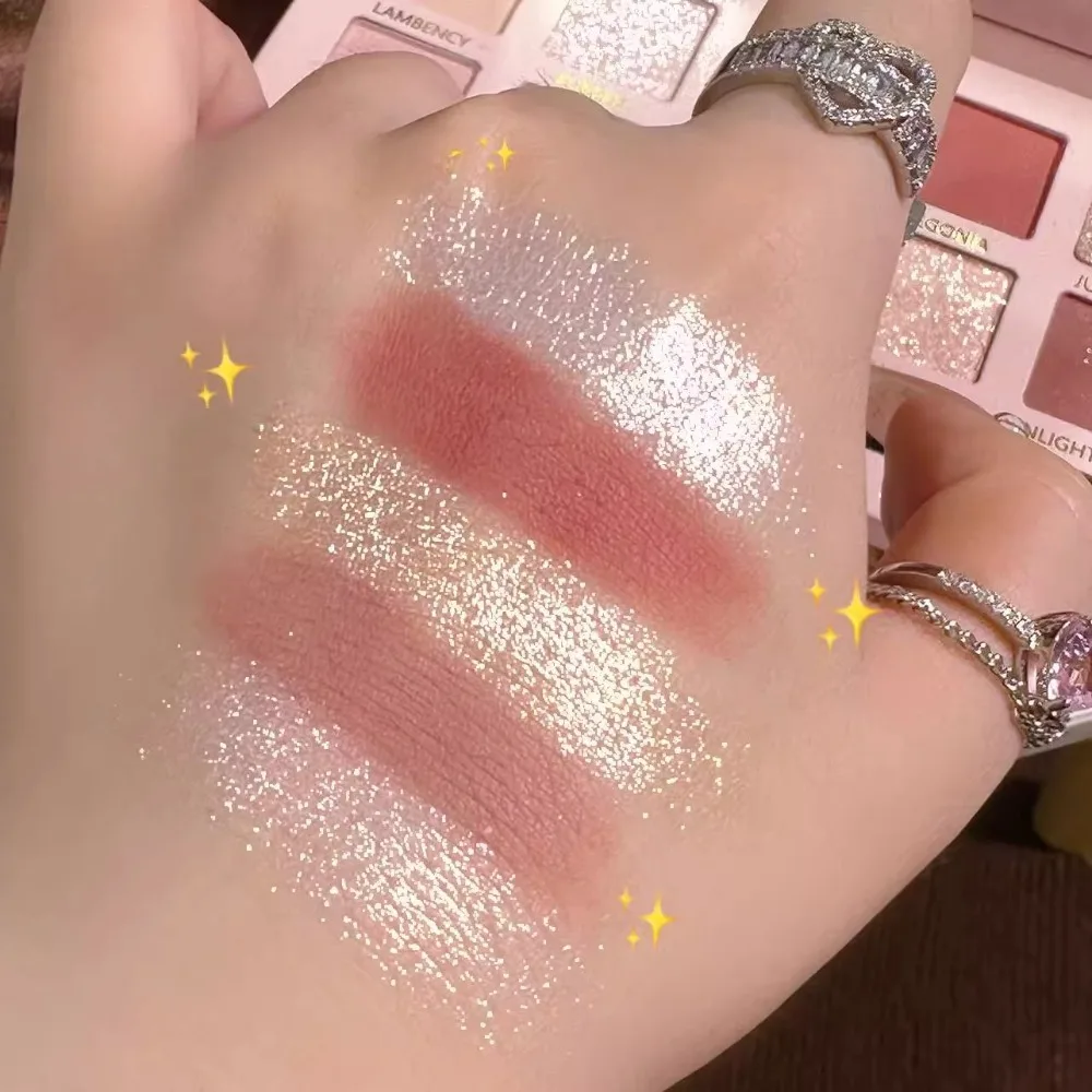 베고니아 플라워 글리터 아이 섀도우 팔레트 (메이크업 미러 포함) 진주 빛 매트 쉬머 안료 누드 오래 지속되는 아이 섀도우 메이크업