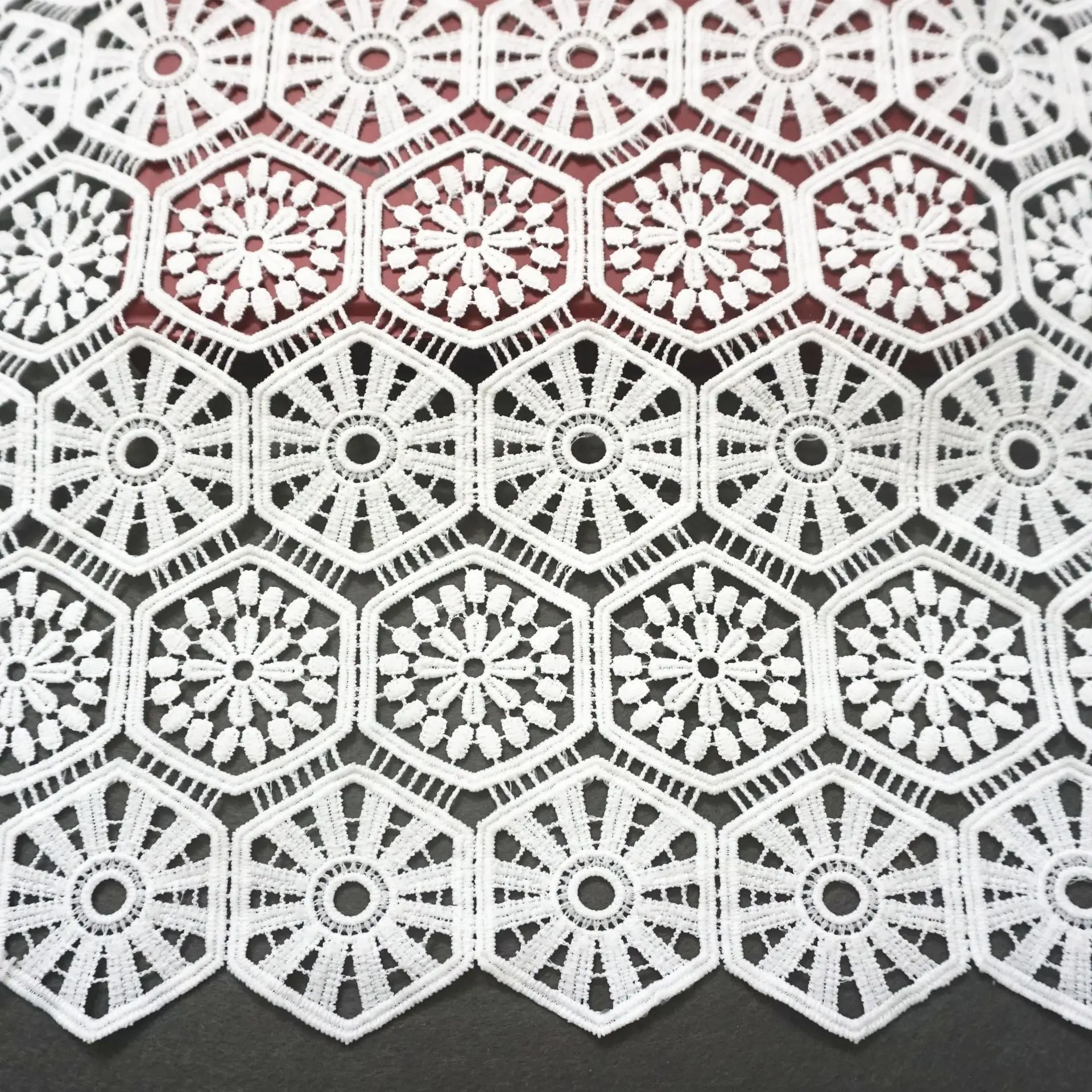 Water-soluble Milk Silk Lace Embroidery Fabric Full Width Openwork Embroidery Clothing Embroidery Lace Fabrics view 4