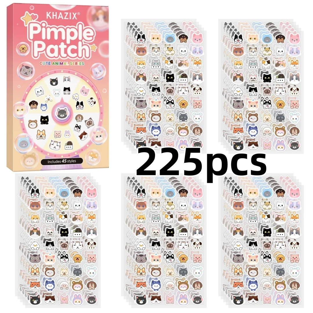 225 pieces / 45 pieces multi-size, multi-pattern animal acne patches—gentle and non-irritating, formulated with various mild, so