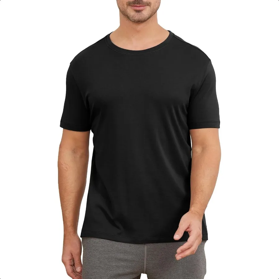 

netdraw Men's Heavyweight Interlock Bamboo Viscose TShirt Buttery Soft Casual Basic Short Sleeve Dry Cotton Shirt