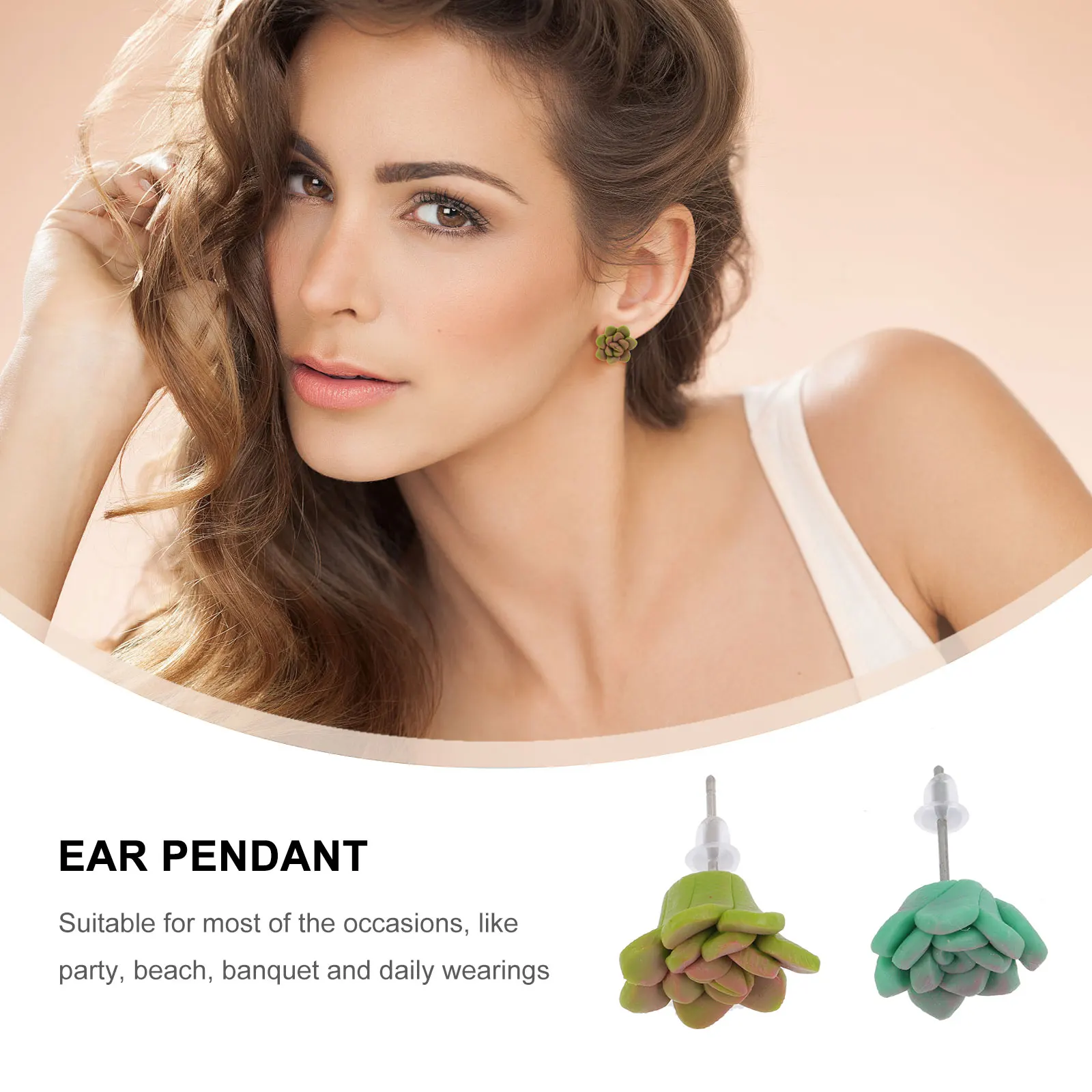 

10 Pcs Soft Ceramic Plant Earrings The Flowers Succulent Polymer Clay Stud for Women