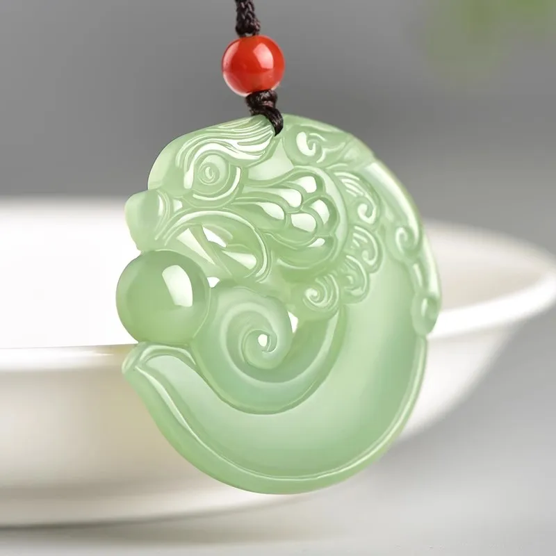 Hetian Jade Qinghai Material Qingshui Dragon Pendant Men and Women Hand-carved Jewelry PH0001