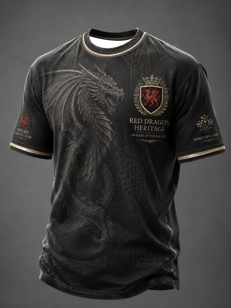 2027 Summer New Style Men's Welsh Football Training Shirt 3D Printed Embroidery Breathable Family Version T-Shirt Top Kids
