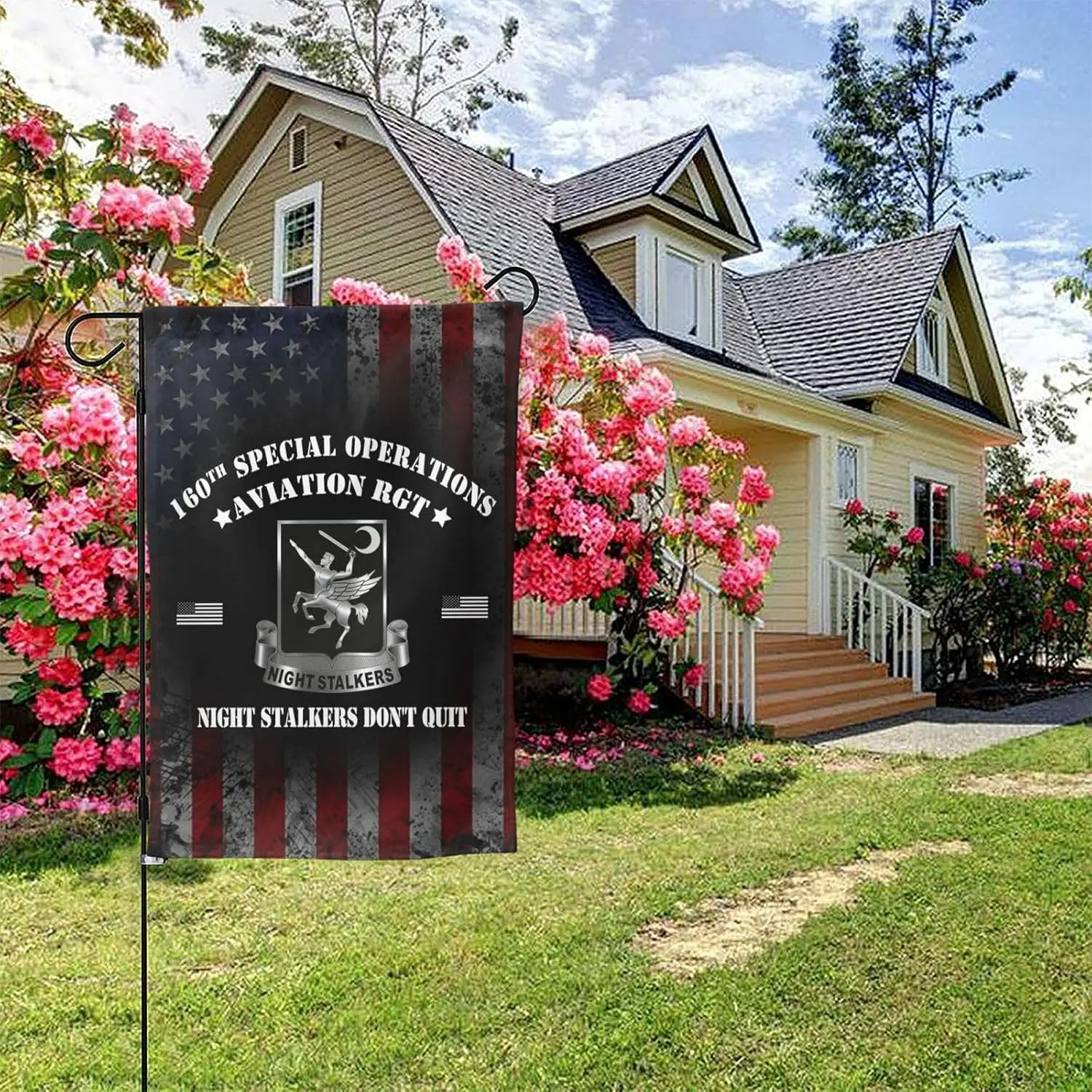 160th SOAR Special Force Airborne US Night Stalkers Double Sided Garden Flag Decoration Outdoor Home Yard Flag Banner 12.5&# ZZM