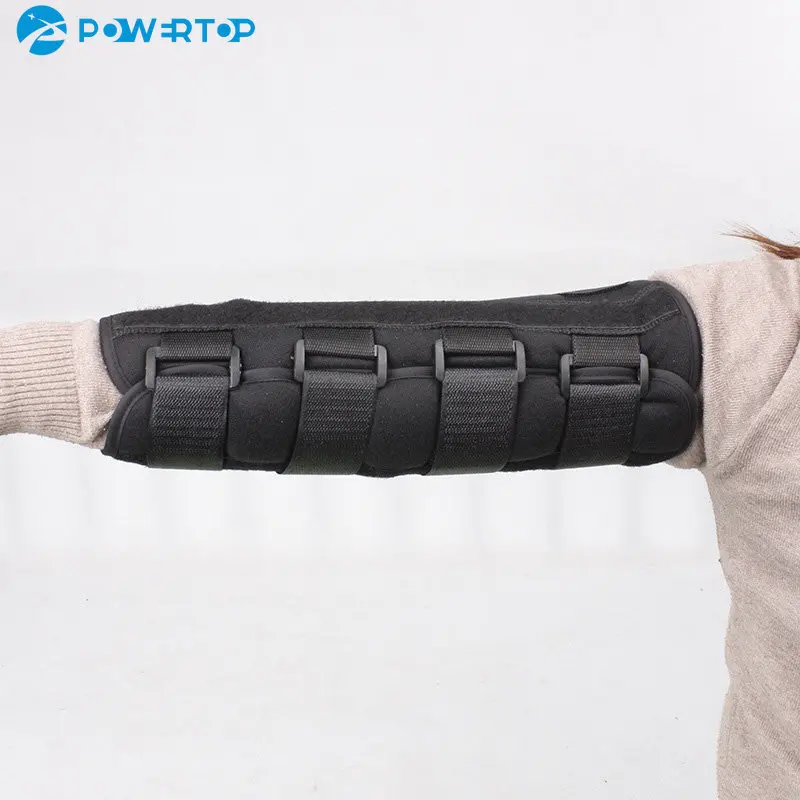 Arm Splint Brace Support Adjustable Elbow Joint Recovery Protect Band Belt Strap with 3 Fixed Steel Plates for Children Adults