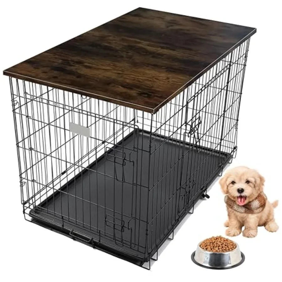 

Dog Crate Topper Wood Rustic 42 x 28 Inches Functional Pet Crate Furniture Table Topper Premium Dog Kennel Topper Accessory Doe