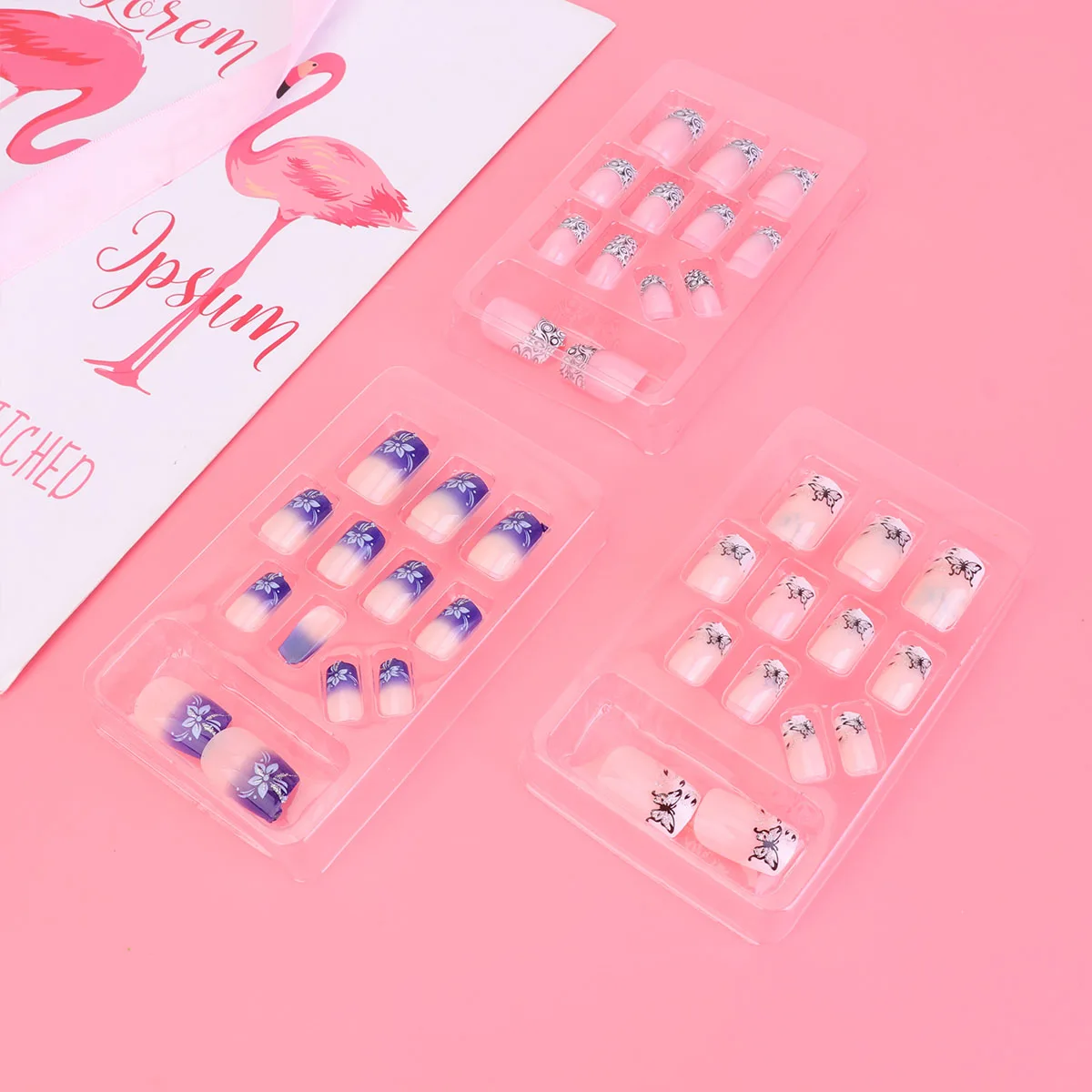 

72Pcs Artificial Nails Painted Manicure Tips Safe Comfortable for Women Girls Home Use Jq52 Jq149 Jq109