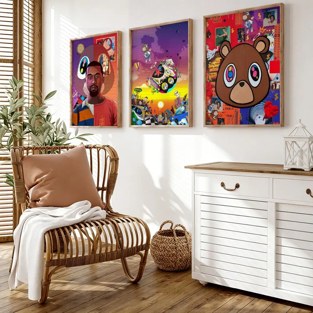 K-Kanye West Album Poster Wall Stickers HD Painting Self Adhesive Art Decals for Bedroom Living Room Home Decor