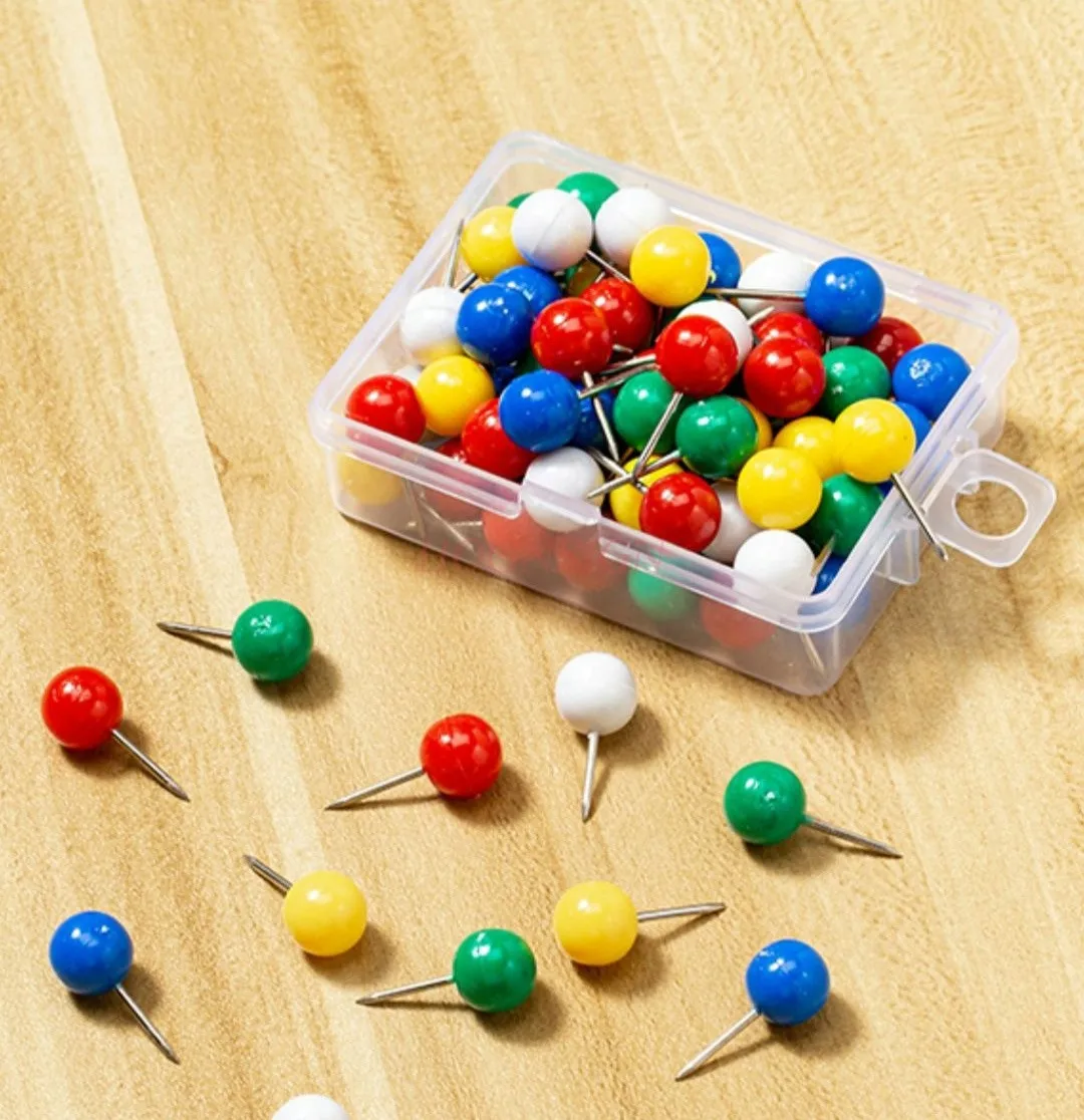 100pcs Colorful round head nail decorative wall sticker nail big head nail press nail creative big picture nail